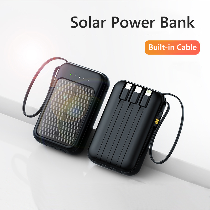 Solar Charger Panel Foldable - 50000mAh Solar Power Bank Built Cables